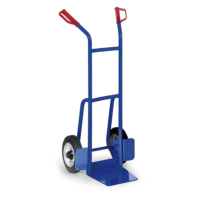 Bako Protaurus Sackkarre - Traglast: 200 kg - Blaue Sackkarre aus Metall mit roten Griffen und schwarzen Rädern, zum Transport schwerer Gegenstände.