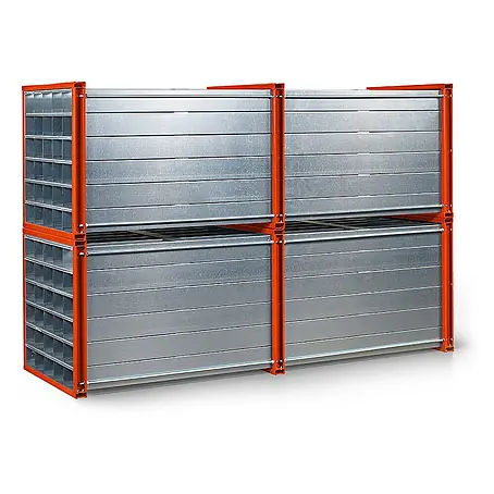 RR Industrietechnik  Stufenregal RR Wabenregal RWR-36/3 3000x1000x1000mm mit 36 Fächern RAL 2004 Reinorange