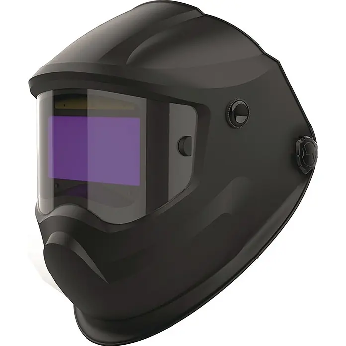 Jas Schweißhelm -  - Schwarzer Schweißhelm mit violetter Automatik-Blendschutzscheibe.