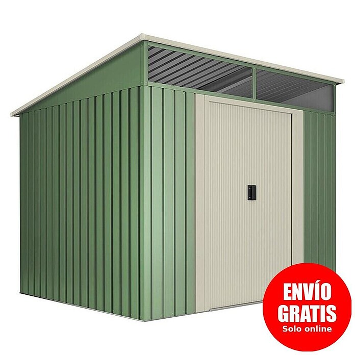 Hoggar Caseta para jardín Gansen II (Medidas ext. (An x Pr): 238 x 193 cm, Área: 4,6 m², Verde/Beige, Acero) | BAUHAUS