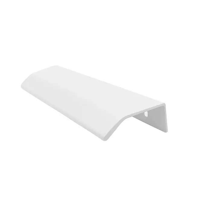 Cordia Möbelgriff 12 cm - Lochabstand: 96 mm, Aluminium, Weiß - Mattweißer abgewinkelter Griffleiste mit gebogener Grifffläche und Befestigungsloch für Möbel.