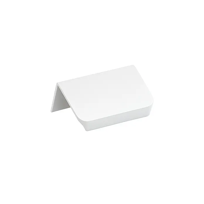 Cordia Möbelgriff 5 cm - Lochabstand: 24 mm, Aluminium, Weiß - Weißer abgewinkelter Griff mit abgerundeten Kanten.