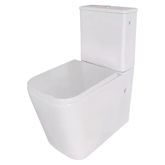 Sanicomfort Stand-WC-Set Aliki Square - Spülrandlos, Spülform: Tief, WC Abgang: Waagerecht, Weiß - Weißes Keramik-WC in modernem Design.