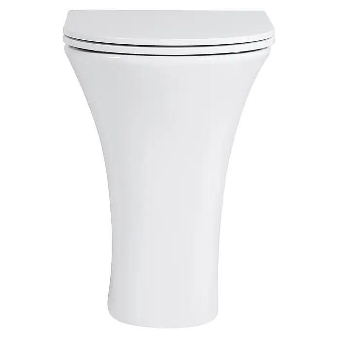 Sanicomfort Rekia Stand-WC Comfort - Spülrandlos, Ohne Spezialglasur, Spülform: Tief, WC Abgang: Waagerecht, Weiß - Weißes Keramik-WC mit Deckel.