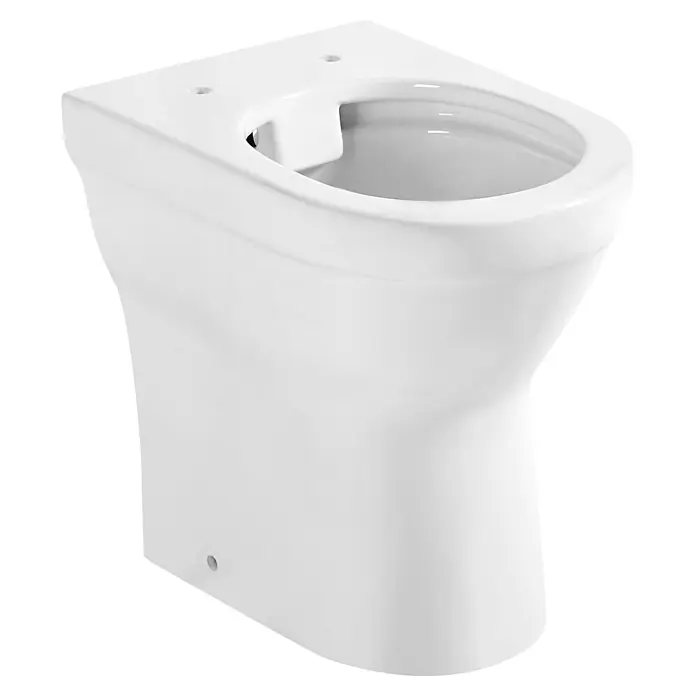 Sanicomfort Stand-WC-Set Cozy - Spülrandlos, Ohne Spezialglasur, Spülform: Tief, WC Abgang: Waagerecht, Weiß - Modernes weißes Keramik-WC-Becken.
