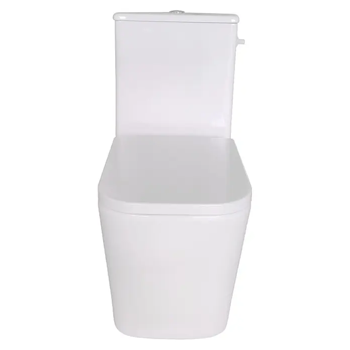 Sanicomfort Stand-WC-Set Aliki Square - Spülrandlos, Spülform: Tief, WC Abgang: Waagerecht, Weiß - Weißes Keramik-WC mit Spülkasten, Vorderansicht.