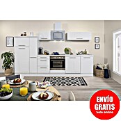 Respekta Premium Composición de cocina (Ancho: 310 cm, Con dispositivos eléctricos, Blanco de alto brillo)
