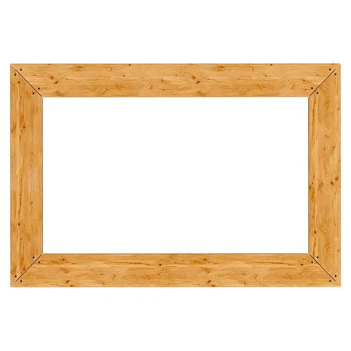Westmann Hochbeet Lärche 100 - 100 x 65 x 66 cm, Holz, Natur - Rechteckiger Rahmen aus hellem Holz mit sichtbarer Maserung und Ästen, mit Schrauben an den Ecken befestigt.
