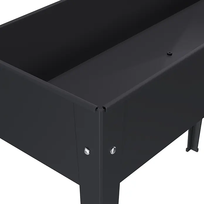 Herstera Garden Hochbeet - 100 x 40 x 84 cm, Metall, Anthrazit - Schwarzes rechteckiges Hochbeet aus Metall, leer und pflanzbereit.