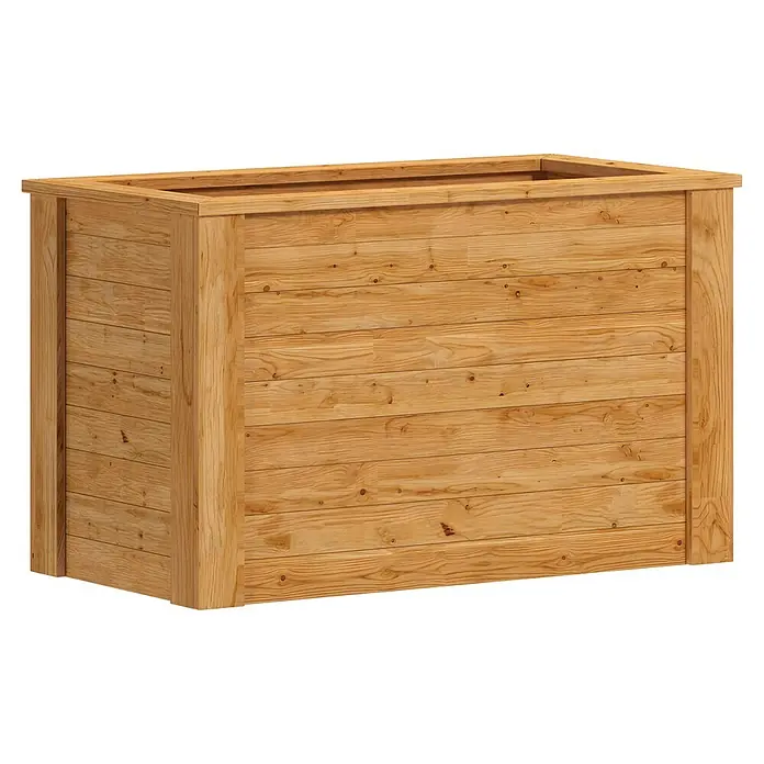 Westmann Hochbeet Lärche 130 - 130 x 65 x 84 cm, Holz, Natur - Rechteckiger hellbrauner Pflanzkasten aus Holz mit Lattenseiten.