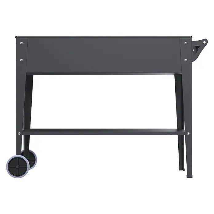 Floraworld Hochbeet Mobil - 41 x 100 x 80 cm, Stahl, Anthrazit - Dunkelgrauer Metall-Grillwagen mit Ablage und Rädern.