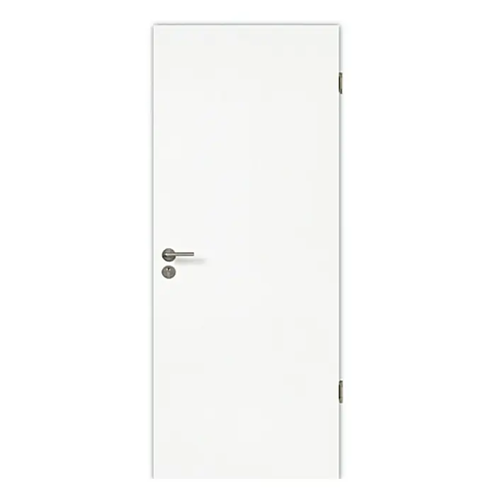 Kilsgaard Wohnungseingangstür Typ 52 SK1 KK3 - Klimaklasse nach RAL: III, 860 x 1.985 mm, DIN Anschlag: Rechts, Weiß lackiert, ähnlich RAL 9010 - Ein weißes Türblatt mit einem modernen Türgriff, das Schlichtheit und Funktionalität in jedem Raum bietet.