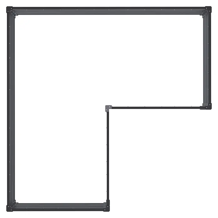 Floraworld Hochbeet Twin-Wall - 180 x 180 x 76 cm, Stahl, Anthrazit - Dunkelgraues L-förmiges Profilsystem mit sichtbaren Schrauben.