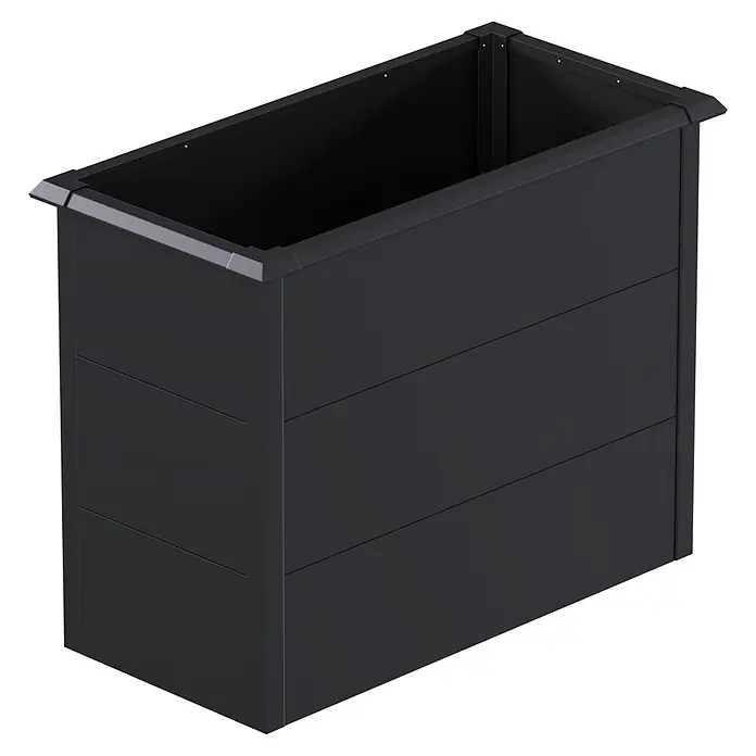 Westmann Hochbeet Primus M - 50 x 100 x 77 cm, Metall, Anthrazit - Dunkelgraues rechteckiges Metall-Pflanzgefäß für den Garten.