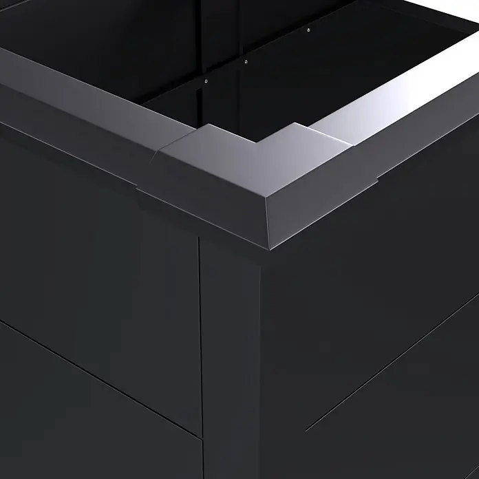 Westmann Hochbeet Primus XL - 100 x 200 x 77 cm, Stahl, Anthrazit - Modernes dunkelgraues Metallhochbeet mit kantigem Design und glatter Oberfläche.