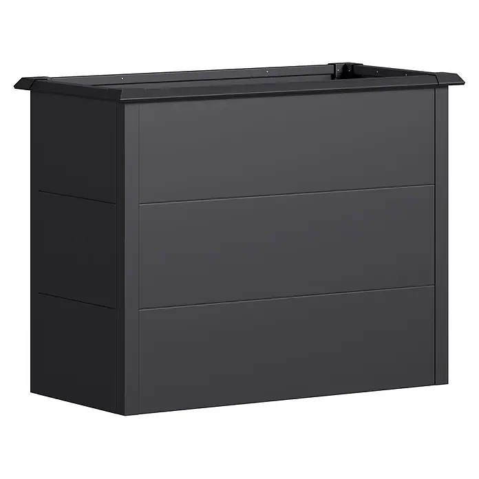 Westmann Hochbeet Primus M - 50 x 100 x 77 cm, Metall, Anthrazit - Dunkelgraues rechteckiges Hochbeet mit modernem Paneeldesign.
