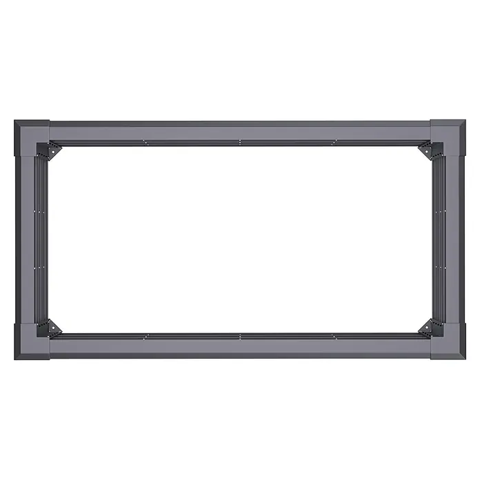 Westmann Hochbeet Primus L - 75 x 150 x 77 cm, Metall, Anthrazit/Braun - Rechteckiger Rahmen aus grauem Metall mit sichtbaren Eckhalterungen und internen Schienen.