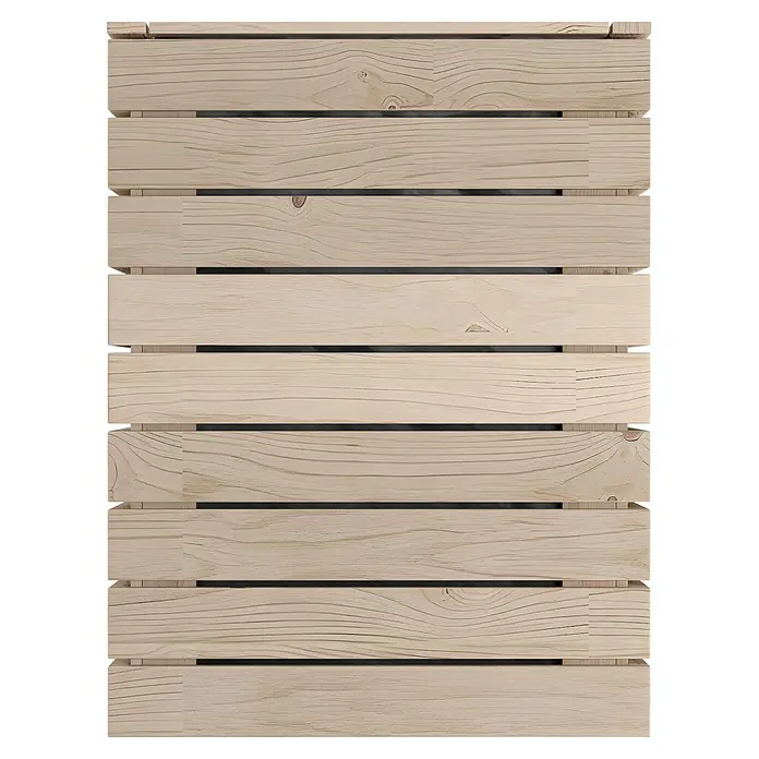 Westmann Hochbeet Asket L - 70 x 130 x 90 cm, Holz, Natur - Helle Naturholz-Lattenplatte für Kiste oder Palette mit sichtbarer Maserung und dunklen Lücken.