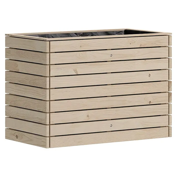 Westmann Hochbeet Asket L - 70 x 130 x 90 cm, Holz, Natur - Rechteckiger Holz-Pflanzkasten aus hellem Lattenholz mit dunkler Innenauskleidung.