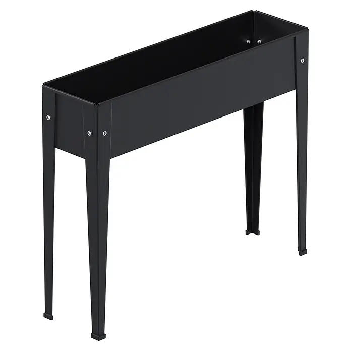 Siena Garden Hochbeet Slim - 98 x 25 x 82 cm, Metall, Anthrazit - Rechteckiges, schwarzes Hochbeet aus Metall mit vier stabilen Beinen.
