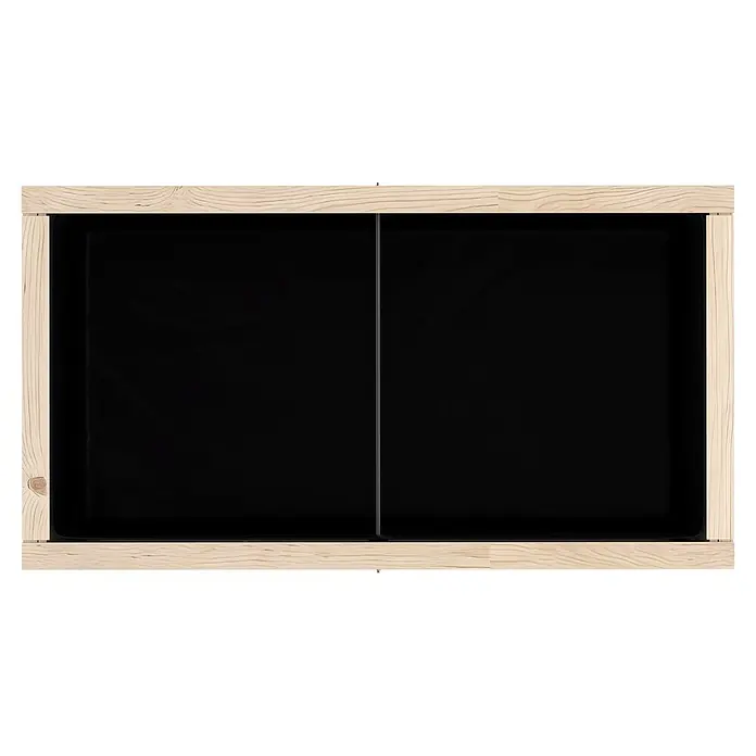 Westmann Hochbeet Asket L - 70 x 130 x 90 cm, Holz, Natur - Holzregal mit zwei schwarzen Schiebetüren.