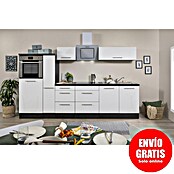 Respekta Premium Composición de cocina (Ancho: 300 cm, Con dispositivos eléctricos, Blanco de alto brillo)