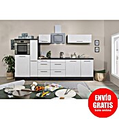 Respekta Premium Composición de cocina (Ancho: 310 cm, Con dispositivos eléctricos, Blanco de alto brillo)