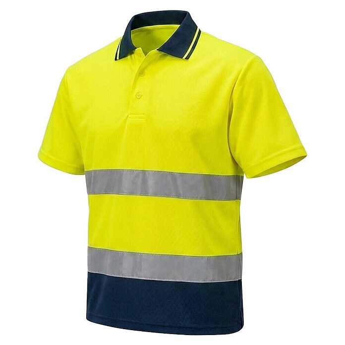 Industrial Starter Polo Hi Vis Issaline (M, Amarillo flúor/Azul, Manga corta) | BAUHAUS