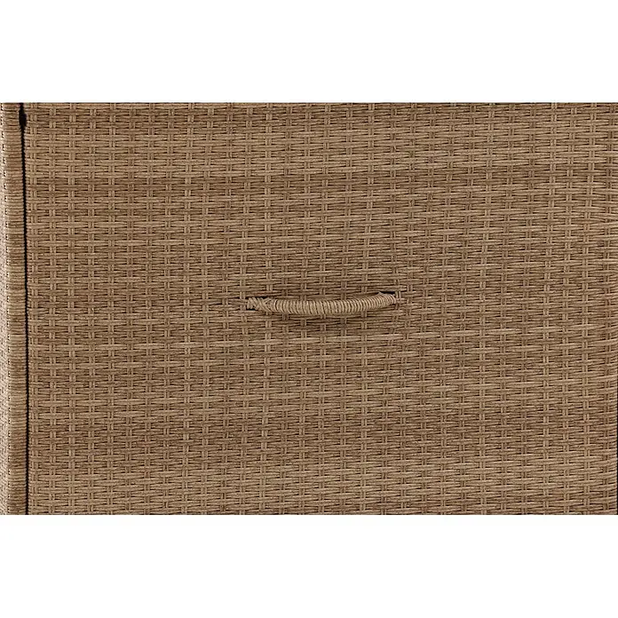 Ebuy24 Garten-Aufbewahrungsbox Amazon - L x B x H: 90 x 159 x 101 cm, Natur, Kunststoff - Braune Rattan-Flechtstruktur mit passendem Schlaufengriff, Teil einer Schublade oder Aufbewahrungseinheit.