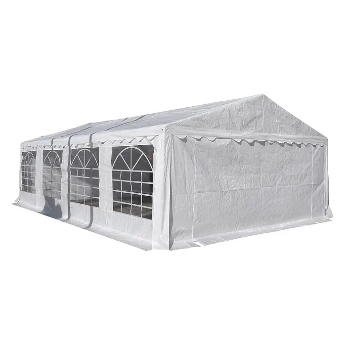 Ebuy24 Partyzelt Ruse - B x T: 500 x 800 cm, Farbe Dach: Weiß - Weißes Partyzelt mit Rundbogenfenstern aus strapazierfähigem Planenmaterial.
