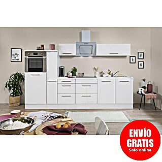 Respekta Premium Composición de cocina Amanda (Ancho: 300 cm, Blanco, Con electrodomésticos)