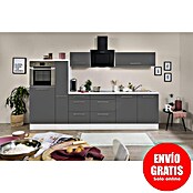 Respekta Premium Composición de cocina (Ancho: 300 cm, Con dispositivos eléctricos, Gris de alto brillo)