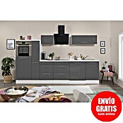 Respekta Premium Composición de cocina (Ancho: 310 cm, Con dispositivos eléctricos, Gris de alto brillo)