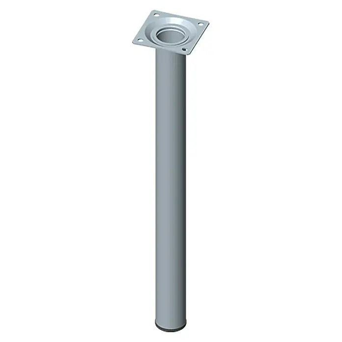 Element System Pata para muebles - Ø x Al: 3 x 40 cm, Capacidad de carga: 50 kg, Acero, Acero inoxidable - Pata de mesa metálica gris con placa de montaje cuadrada en la parte superior, ideal para proyectos de muebles DIY y diseños de mesa personalizados.