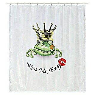 Venus Tekstilna zavjesa za kadu Frog King (180 x 200 cm, Bijelo-zelene boje)
