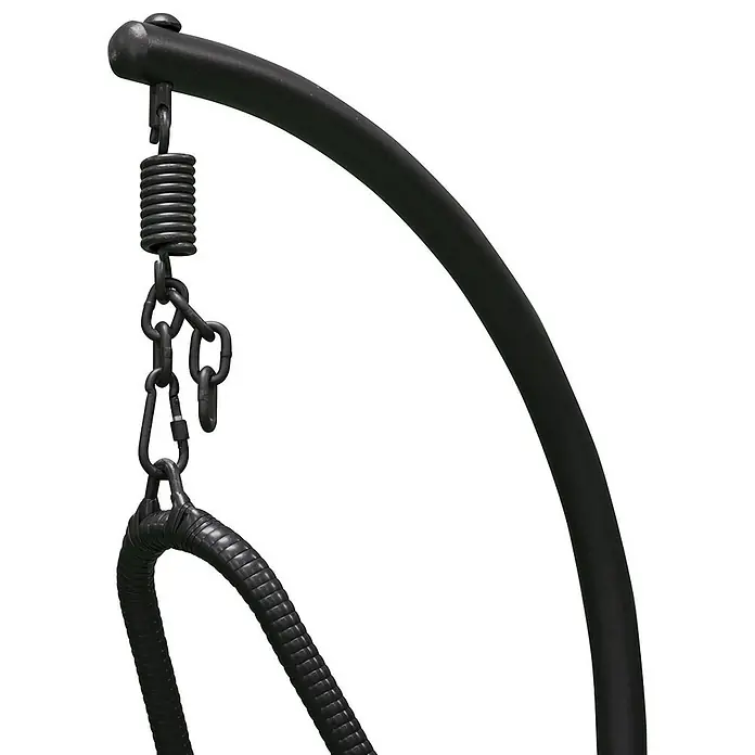 Ebuy24 Hängesessel Vide - Polyester, Schwarz - Schwarze Metall-Aufhängungsteile für einen Hängesessel, bestehend aus Feder, Ketten und gebogenem Standarm.