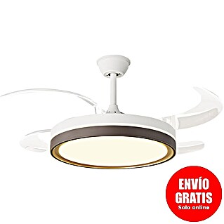 Purline Ventilador de techo Ceily Brise (Blanco/Madera oscura, 107 cm, 28 W, Blanco neutro)