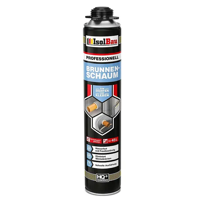 IsolBau Brunnenschaum 1 x Brunnenschaum 1K - 750 ml - Schwarze und blaue Dose IsolBau Profi-Brunnenschaum zum Abdichten, Kleben und Isolieren.