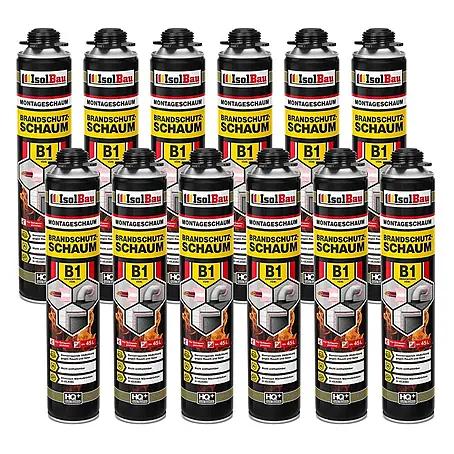 IsolBau  Brandschutzschaum Brandschutzschaum B1 - 12 x 750 ml