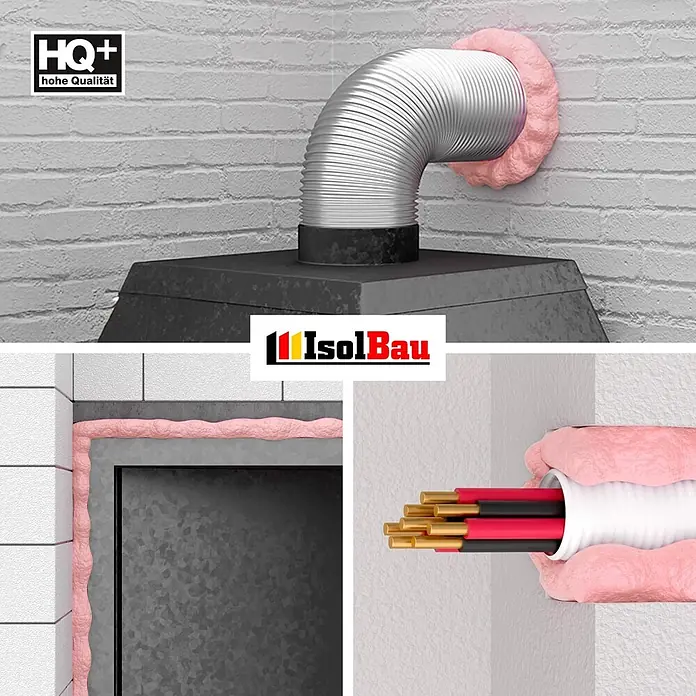 IsolBau Brandschutzschaum Brandschutzschaum B1 - 12 x 750 ml - 750 ml - Rosa Dämmschaum dichtet Lüftungskanal, Türrahmen und Elektroleitungen in Wänden ab.
