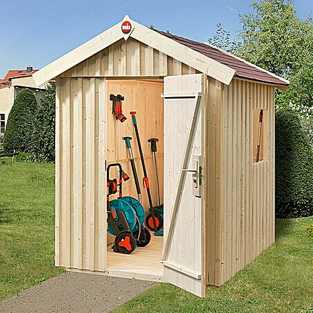 Weka Gerätehaus (Außenbreite inkl. Dachüberstand: 200 cm, Außentiefe inkl. Dachüberstand: 208 cm, Holz, Natur, 2,72 m²)