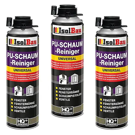 IsolBau  Bauschaum PU-Schaum-Reiniger 3 x 500 ml