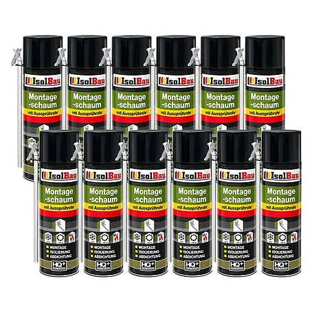 IsolBau  Adapterschaum Montageschaum mit Aussprührohr 12 x 500 ml