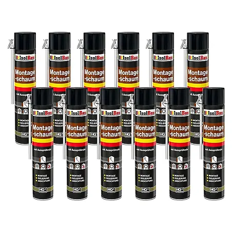 IsolBau  Adapterschaum Montageschaum mit Aussprührohr 12 x 750 ml
