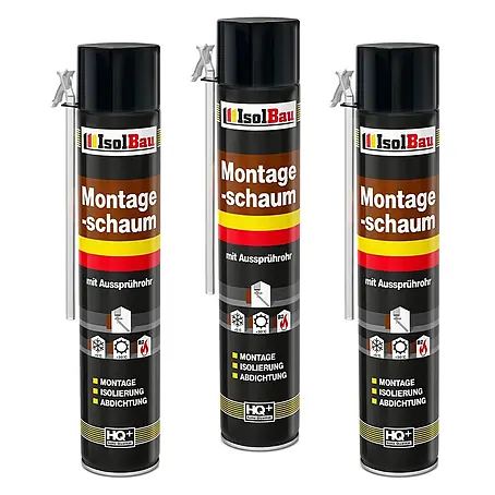 IsolBau  Adapterschaum Montageschaum mit Aussprührohr 3 x 750 ml