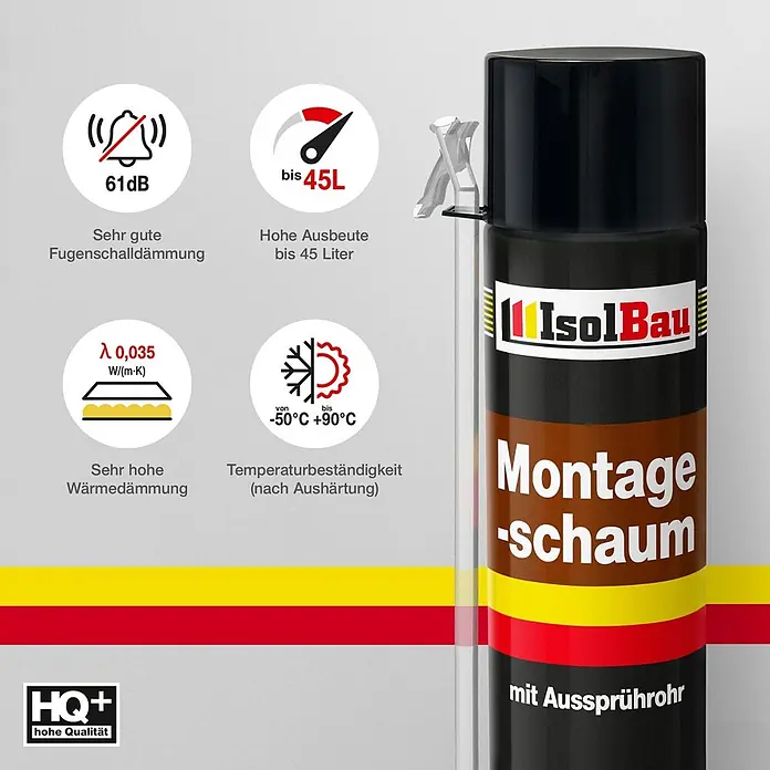 IsolBau Adapterschaum Montageschaum mit Aussprührohr 1 x 750 ml - 750 ml - Schwarz-braune IsolBau Montageschaumdose mit einem Aussprührohr.