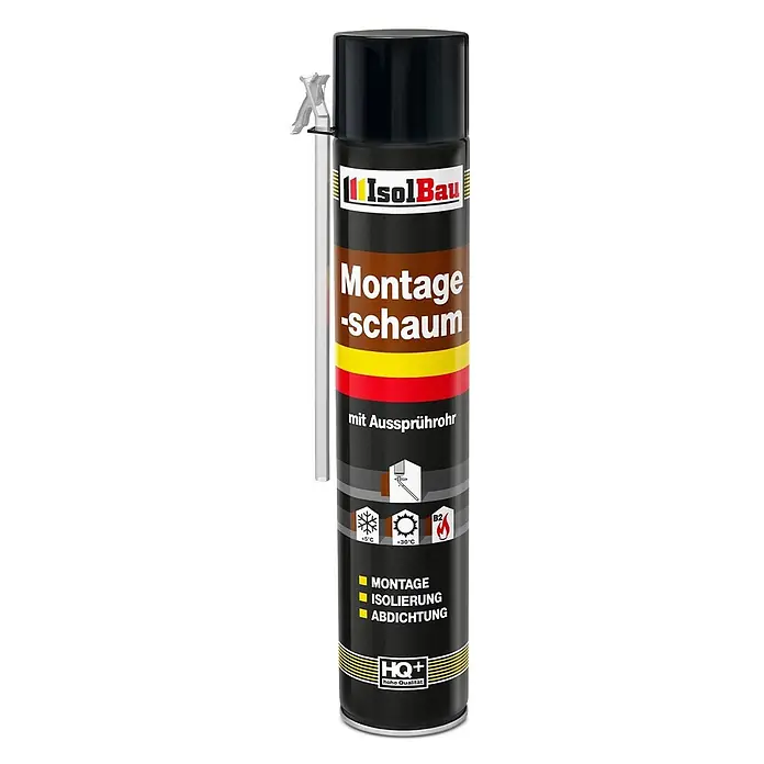 IsolBau Adapterschaum Montageschaum mit Aussprührohr 1 x 750 ml - 750 ml - IsolBau Montageschaum-Sprühdose mit aufgestecktem Sprührohr, für Montage, Dämmung und Abdichtung.