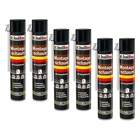 IsolBau  Adapterschaum Montageschaum mit Aussprührohr 6 x 750 ml
