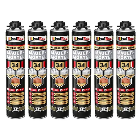 IsolBau  Klebeschaum PU Mauermörtel - 6 x 750ml