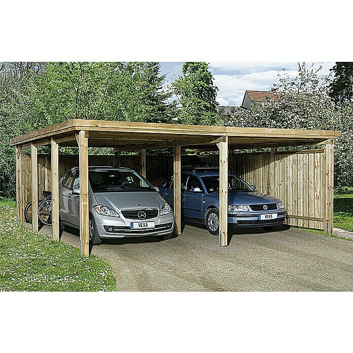 Weka Carport Optima Duo6,12 x 6,03 m, Einfahrtshöhe: 2,15 m, Schneelast: 125 kg/m² Front View